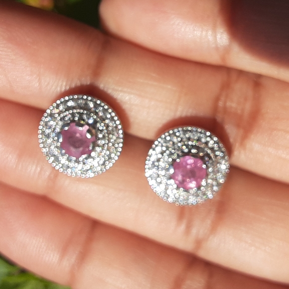 925 Genuine Pink Sapphire and White Zircons. Bride,  Mother-of-the Bride. - Picture 9 of 12
